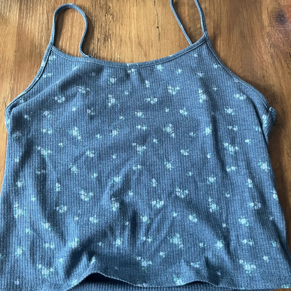 Blue Ribbed American Eagle Cropped Camisole